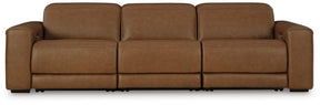 Magic Man Caramel 3-Piece Power Reclining Sectional Sofa by Ashley at Eve Furniture