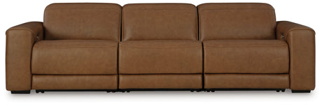 Magic Man Caramel 3-Piece Power Reclining Sectional Sofa by Ashley at Eve Furniture