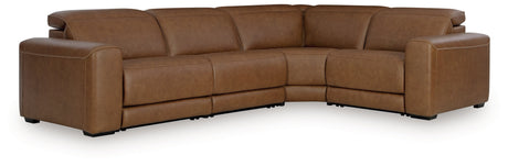 Magic Man Caramel 4-Piece Power Reclining Sectional by Ashley at Eve Furniture