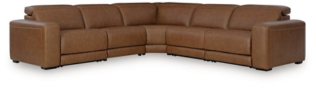 Magic Man Caramel 5-Piece Power Reclining Sectional by Ashley at Eve Furniture