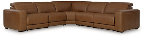 Magic Man Caramel 5-Piece Power Reclining Sectional by Ashley at Eve Furniture