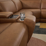 Magic Man Caramel 5-Piece Power Reclining Sectional with Console by Ashley at Eve Furniture