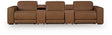 Magic Man Caramel 5-Piece Power Reclining Sectional with Console by Ashley at Eve Furniture
