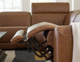 Magic Man Caramel 6-Piece Power Reclining Sectional with Console by Ashley at Eve Furniture