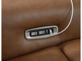 Magic Man Caramel 5-Piece Dual Power Leather Reclining Modular Sectional by Ashley at Eve Furniture