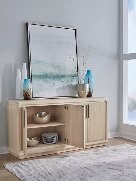 Magnolia 4 Door Wooden Sideboard in Daffodil by Modus Furniture at Eve Furniture