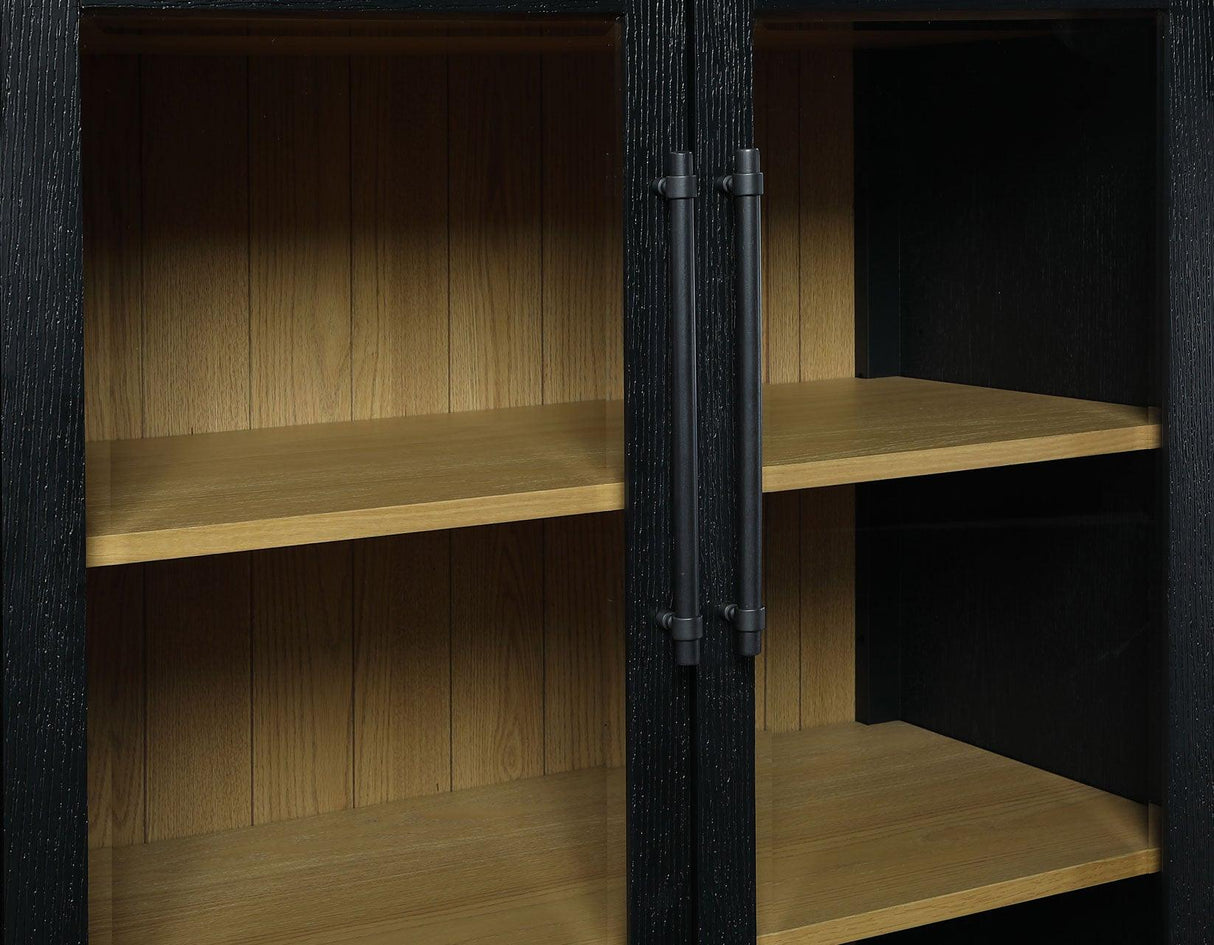 Magnolia Black Curio with Weathered Sand Interior by Steve Silver at Eve Furniture