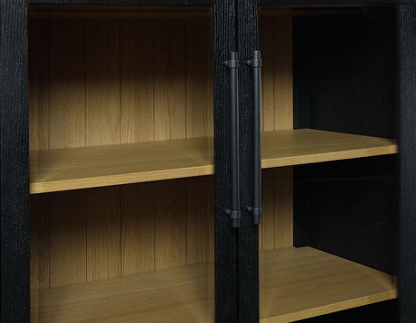 Magnolia Black Curio with Weathered Sand Interior by Steve Silver at Eve Furniture