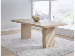 Magnolia Daffodil Double Pedestal Wooden Dining Table by Modus Furniture at Eve Furniture