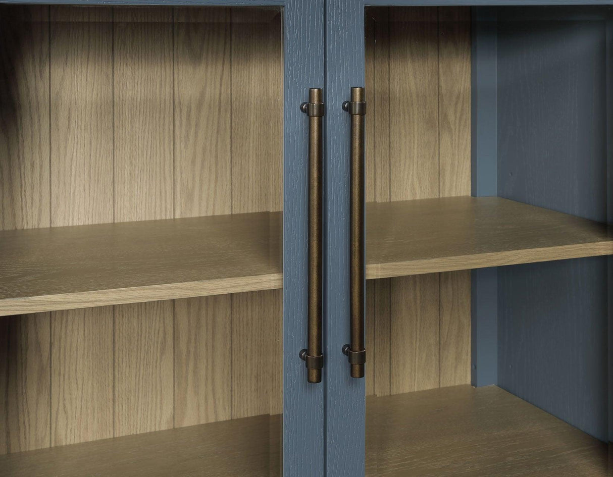 Magnolia Dusty Blue Curio with Weathered Sand Interior by Steve Silver at Eve Furniture