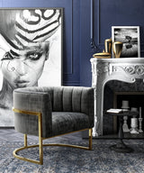 Magnolia Velvet Accent Chair with Gold Base by TOV Furniture at Eve Furniture