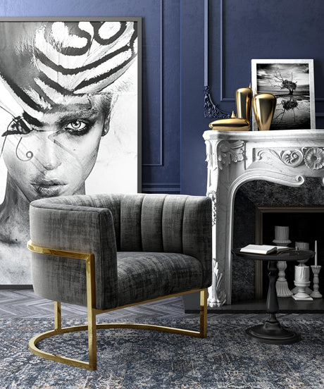 Magnolia Velvet Accent Chair with Gold Base by TOV Furniture at Eve Furniture