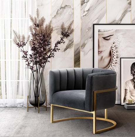 Magnolia Velvet Accent Chair with Gold Base by TOV Furniture at Eve Furniture