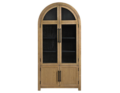 Magnolia Weathered Sand Curio with Black Interior by Steve Silver at Eve Furniture