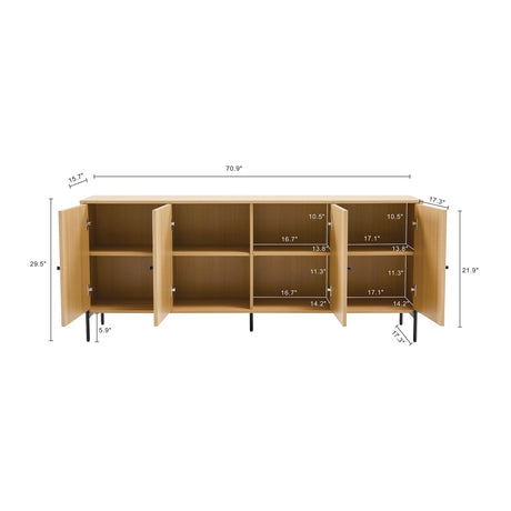 Magnolia70.9" Sideboard in Natural Oak by Manhattan Comfort at Eve Furniture