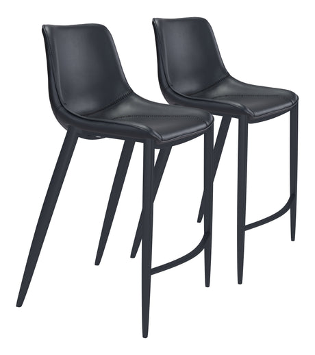 Magnus Black Barstool (Set of 2) by Zuomod at Eve Furniture