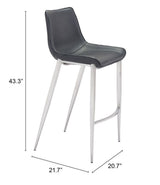 Magnus Black & Silver Barstool (Set of 2) by Zuomod at Eve Furniture