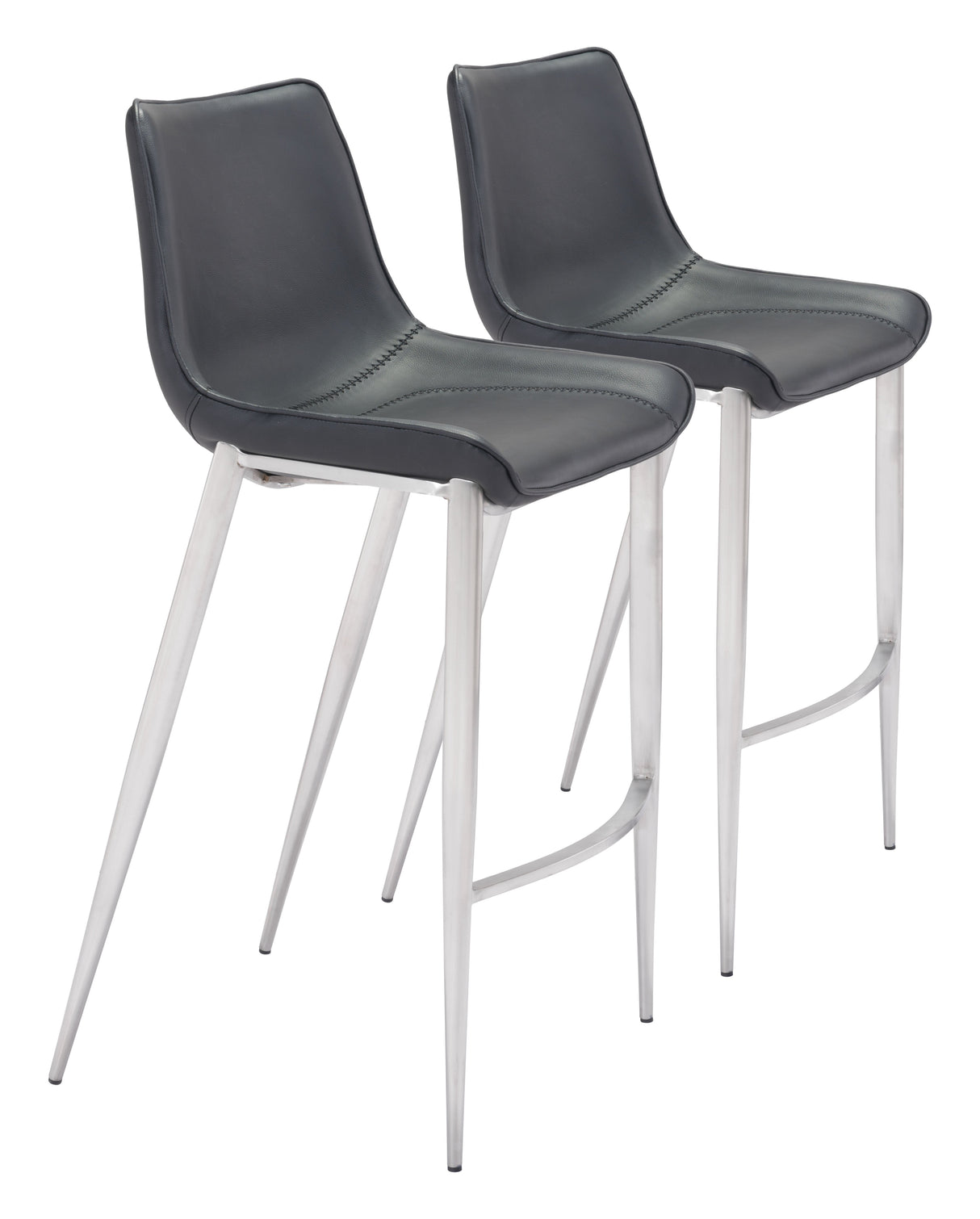 Magnus Black & Silver Barstool (Set of 2) by Zuomod at Eve Furniture