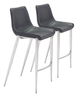Magnus Black & Silver Barstool (Set of 2) by Zuomod at Eve Furniture