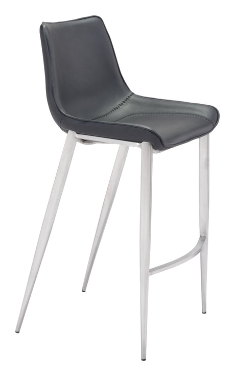 Magnus Black & Silver Barstool (Set of 2) by Zuomod at Eve Furniture
