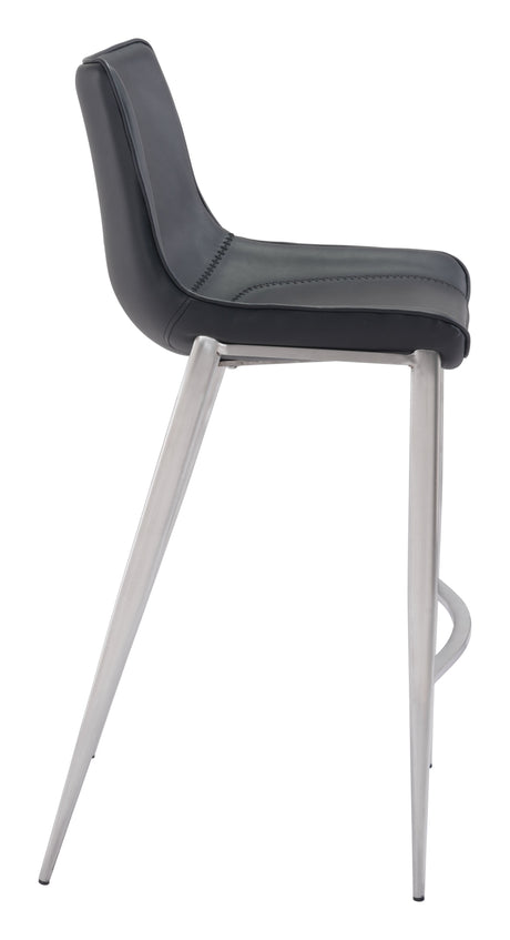 Magnus Black & Silver Barstool (Set of 2) by Zuomod at Eve Furniture