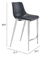 Magnus Black & Silver Counter Stool (Set of 2) by Zuomod at Eve Furniture