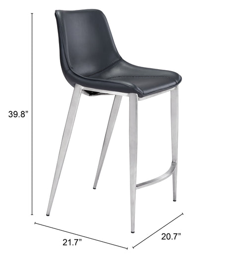 Magnus Black & Silver Counter Stool (Set of 2) by Zuomod at Eve Furniture