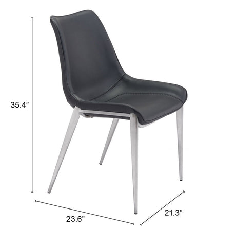 Magnus Black & Silver Dining Chair (Set of 2) by Zuomod at Eve Furniture