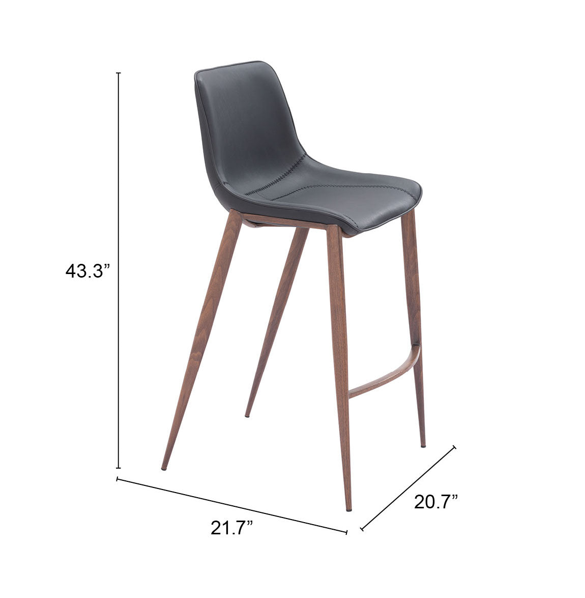 Magnus Black & Walnut Barstool (Set of 2) by Zuomod at Eve Furniture