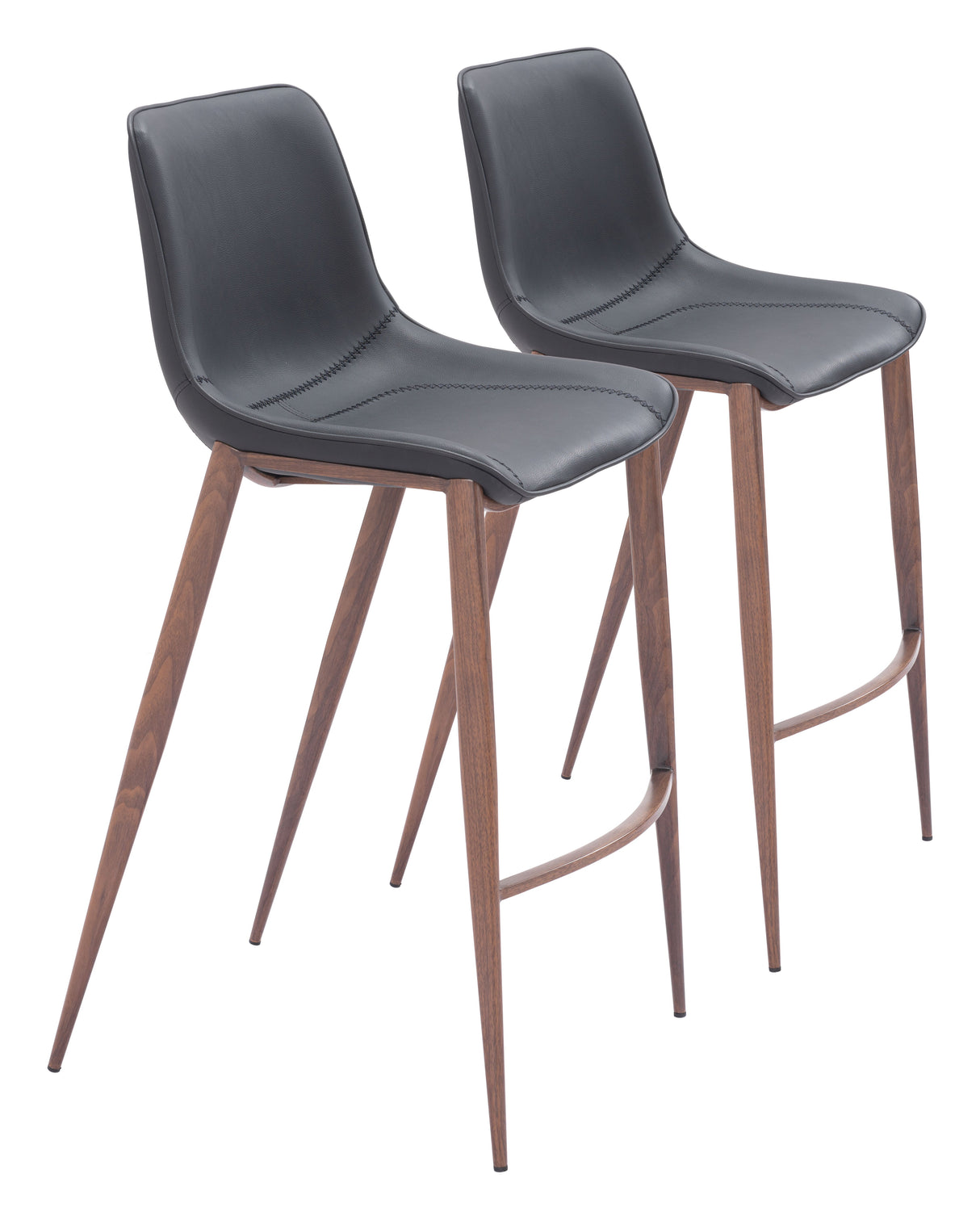 Magnus Black & Walnut Barstool (Set of 2) by Zuomod at Eve Furniture