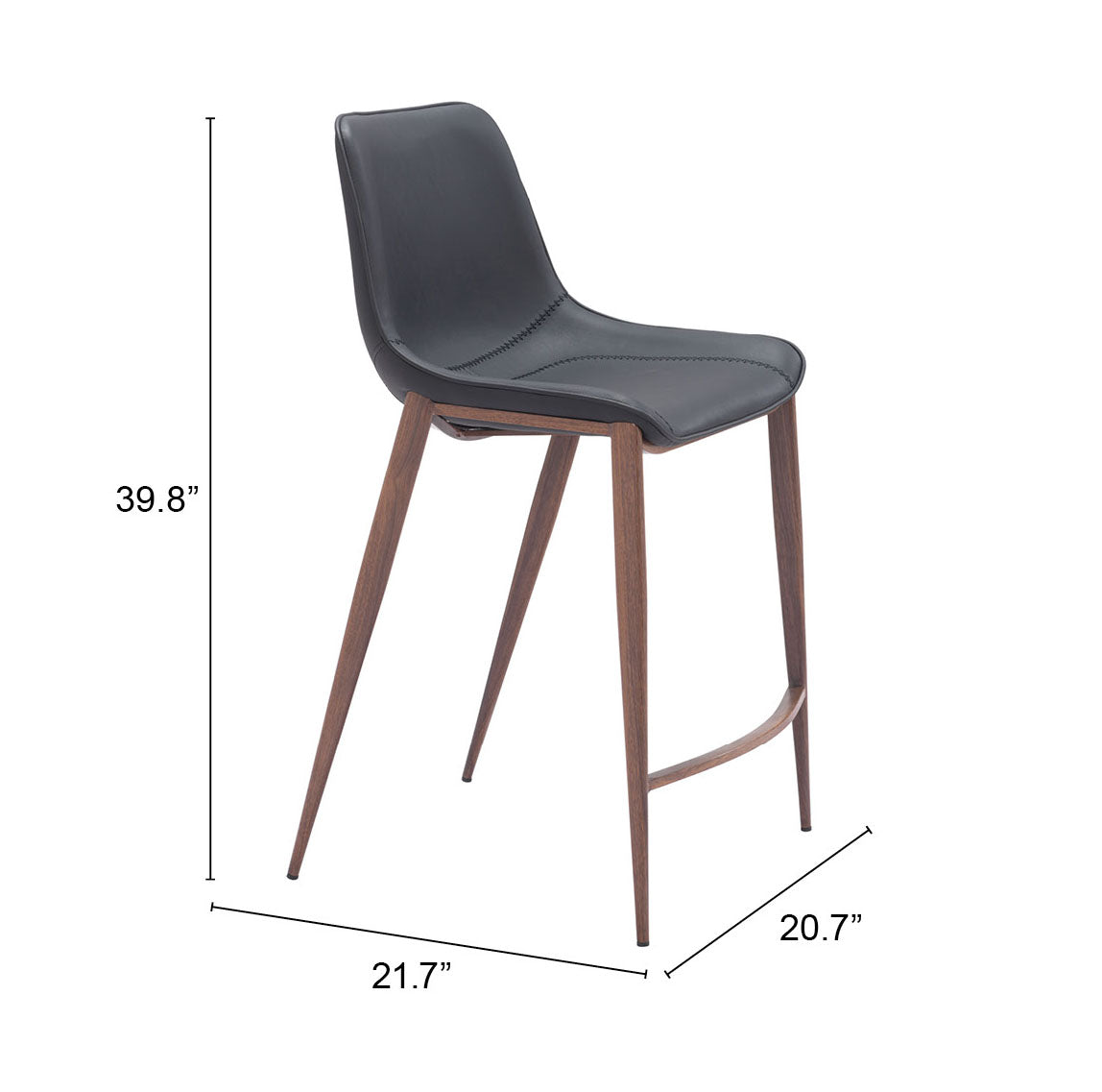 Magnus Black & Walnut Counter Stool (Set of 2) by Zuomod at Eve Furniture