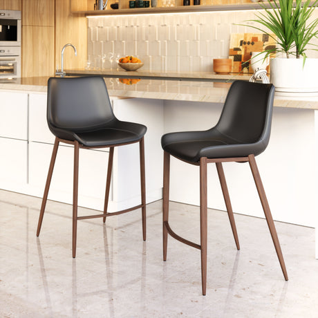 Magnus Black & Walnut Counter Stool (Set of 2) by Zuomod at Eve Furniture
