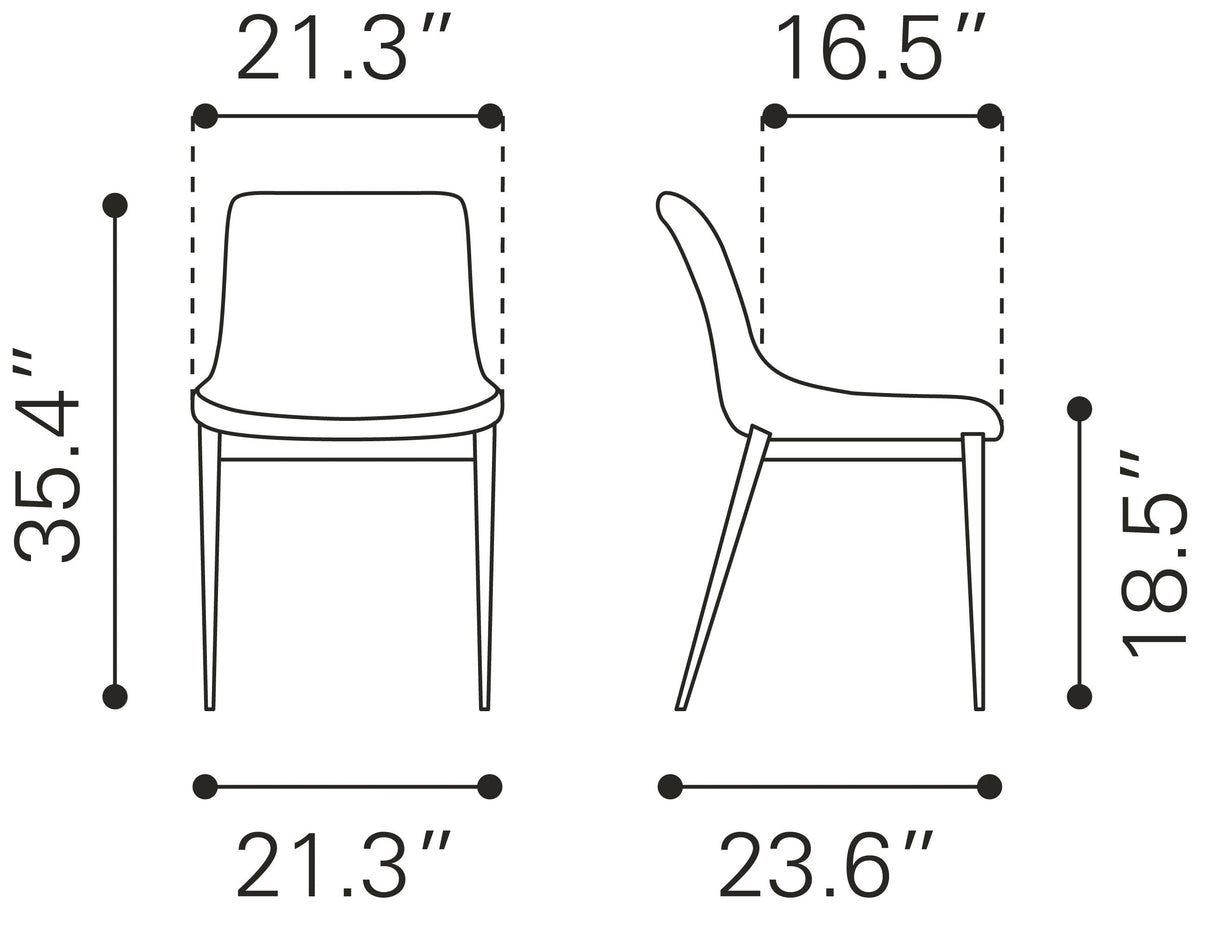 Magnus Black & Walnut Dining Chair (Set of 2) by Zuomod at Eve Furniture
