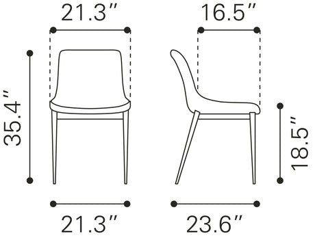Magnus Black & Walnut Dining Chair (Set of 2) by Zuomod at Eve Furniture