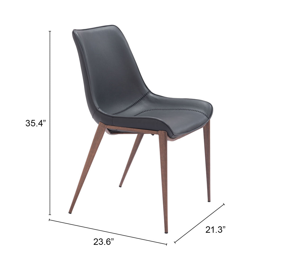 Magnus Black & Walnut Dining Chair (Set of 2) by Zuomod at Eve Furniture