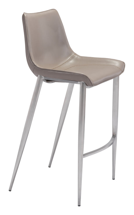 Magnus Brown & Silver Barstool (Set of 2) by Zuomod at Eve Furniture