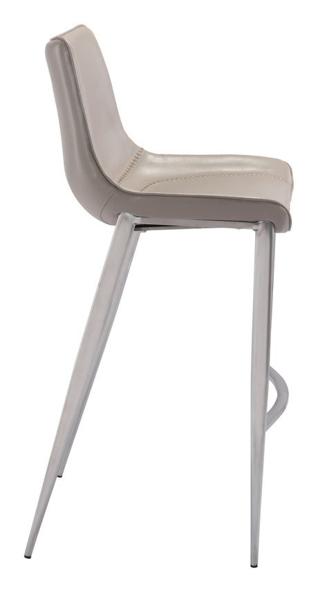 Magnus Brown & Silver Barstool (Set of 2) by Zuomod at Eve Furniture