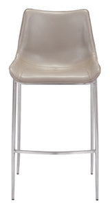 Magnus Brown & Silver Barstool (Set of 2) by Zuomod at Eve Furniture