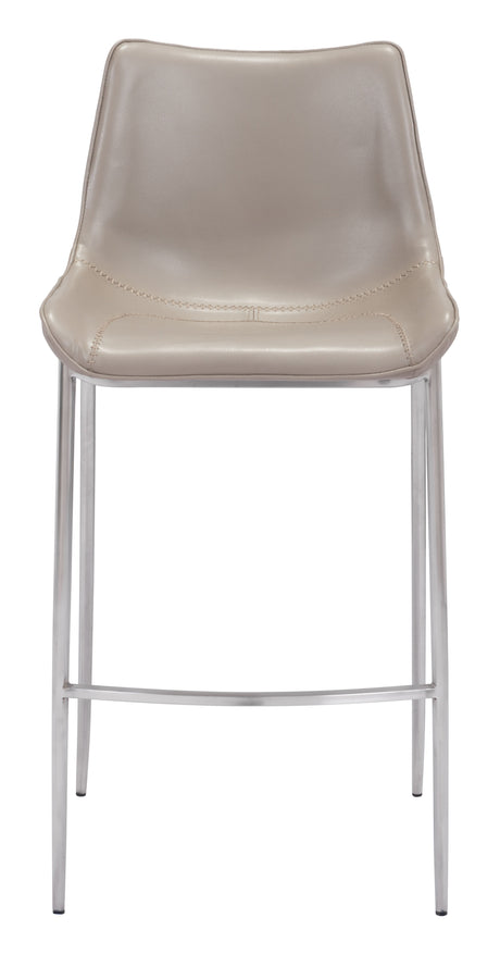 Magnus Brown & Silver Barstool (Set of 2) by Zuomod at Eve Furniture