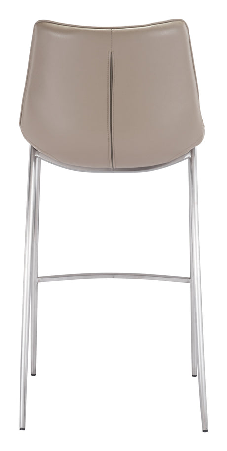 Magnus Brown & Silver Barstool (Set of 2) by Zuomod at Eve Furniture
