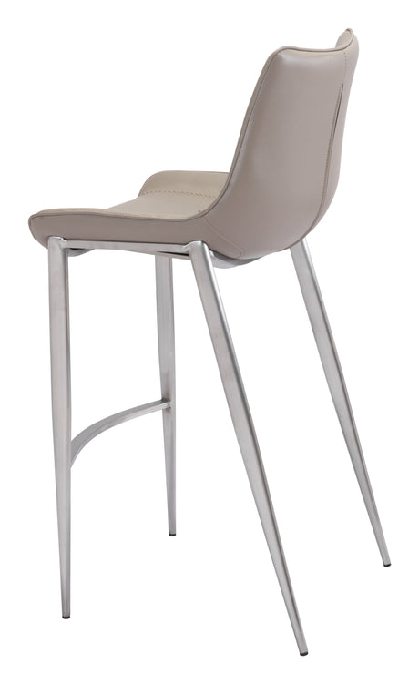 Magnus Brown & Silver Barstool (Set of 2) by Zuomod at Eve Furniture