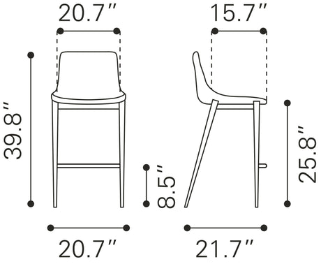 Magnus Brown & Silver Counter Stool (Set of 2) by Zuomod at Eve Furniture