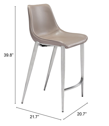 Magnus Brown & Silver Counter Stool (Set of 2) by Zuomod at Eve Furniture