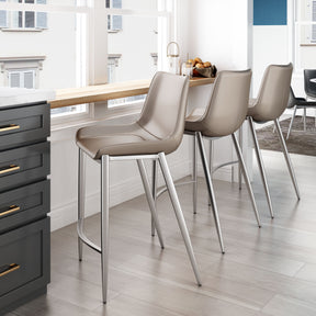 Magnus Brown & Silver Counter Stool (Set of 2) by Zuomod at Eve Furniture
