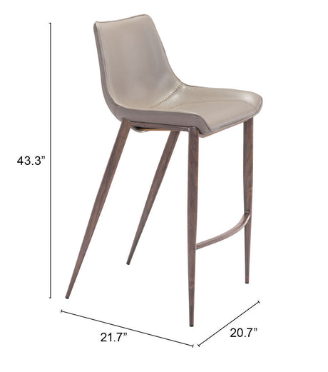 Magnus Brown & Walnut Barstool (Set of 2) by Zuomod at Eve Furniture