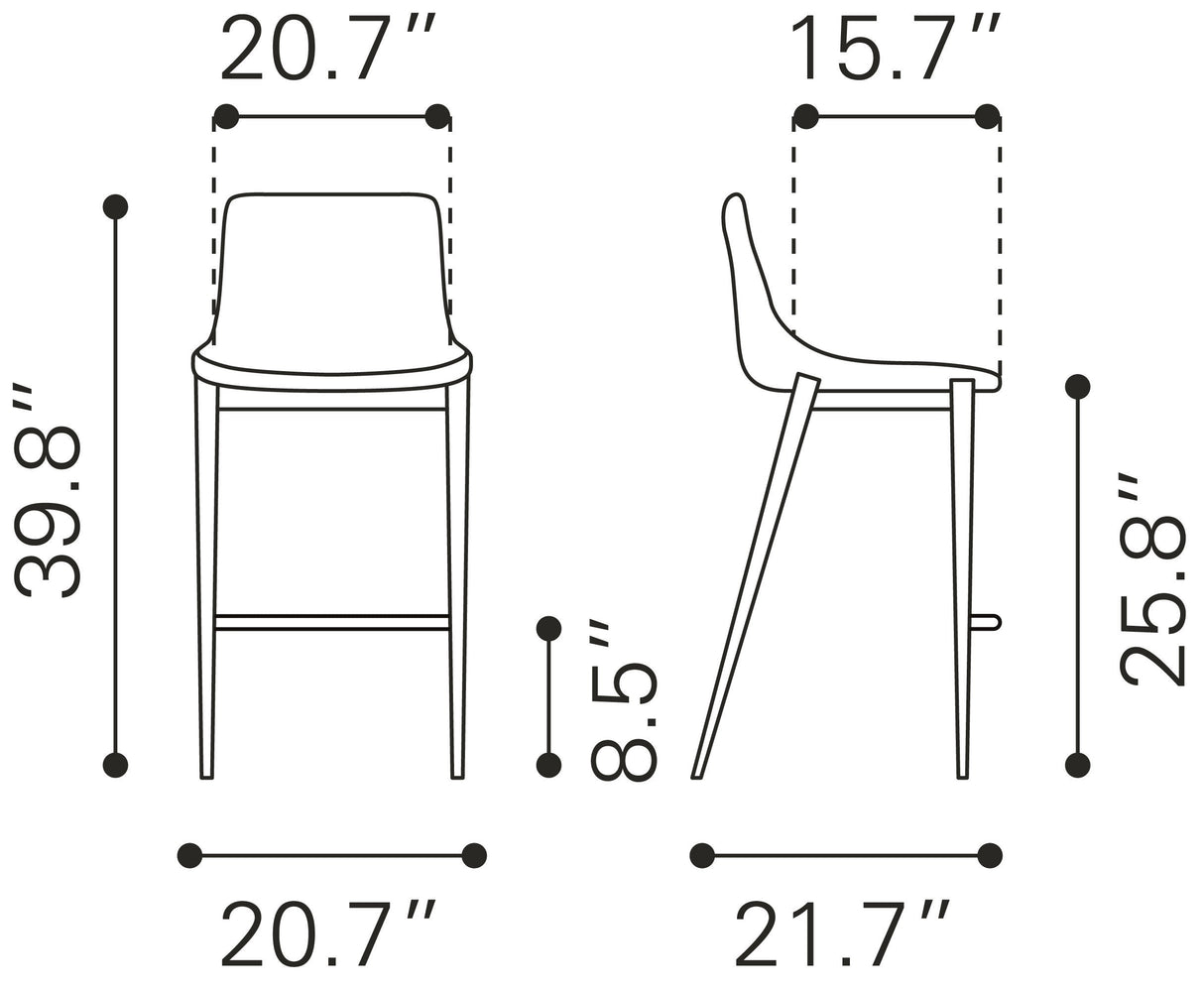 Magnus Brown & Walnut Counter Stool (Set of 2) by Zuomod at Eve Furniture