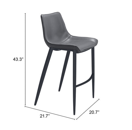 Magnus Dark Gray & Black Barstool (Set of 2) by Zuomod at Eve Furniture