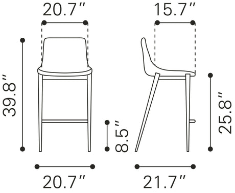 Magnus Dark Gray & Black Counter Stool (Set of 2) by Zuomod at Eve Furniture