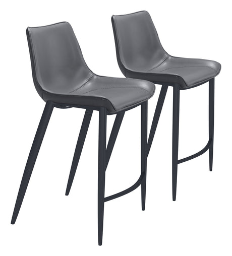 Magnus Dark Gray & Black Counter Stool (Set of 2) by Zuomod at Eve Furniture
