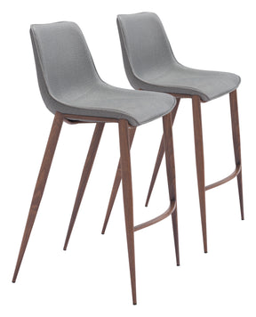 Magnus Slate Gray & Walnut Barstool (Set of 2) by Zuomod at Eve Furniture